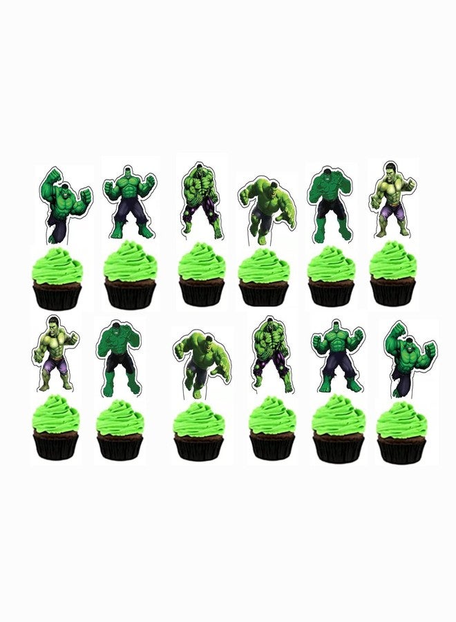 Losede HUA Party Hulk Cake Topper, 48 Pcs, Superhero Birthday Party Supplies Decorations - Image 1